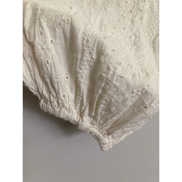 Old Navy Eyelet Peasant Blouse LARGE TALL Cream Ivory Cotton Viscose - Picture 8 of 10